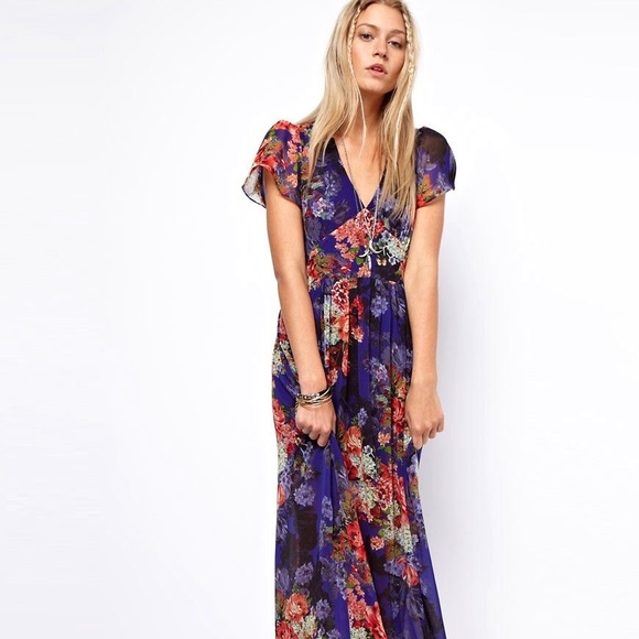 asos blue floral maxi dress